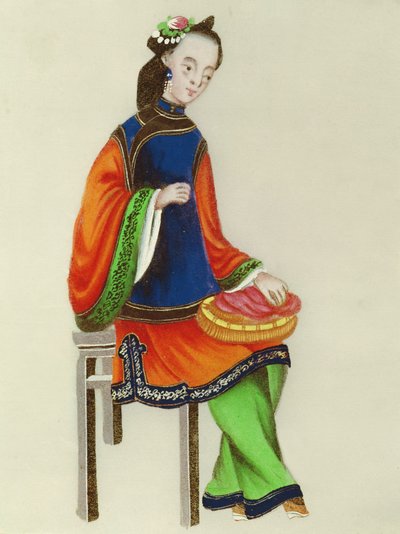 A Chinese Woman Darning, Qianlong Period (1736-96) by Chinese School